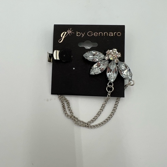 Gennaro Ear Cuff Stud-Earrings Silver-Tone NWT - Picture 3 of 4